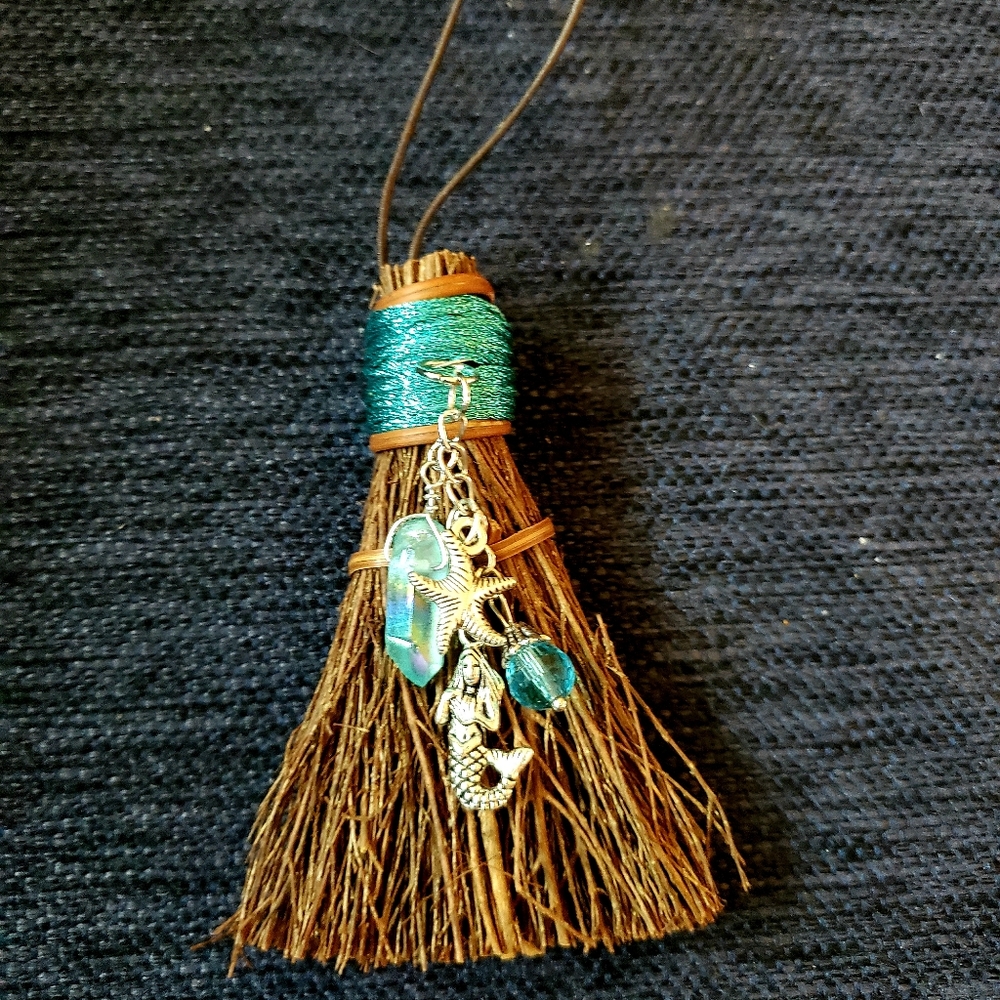 2/$25 Mini Turquoise Blue Scented Witch's Broom